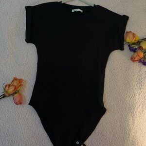 Black ZARA bodysuit with short sleeves